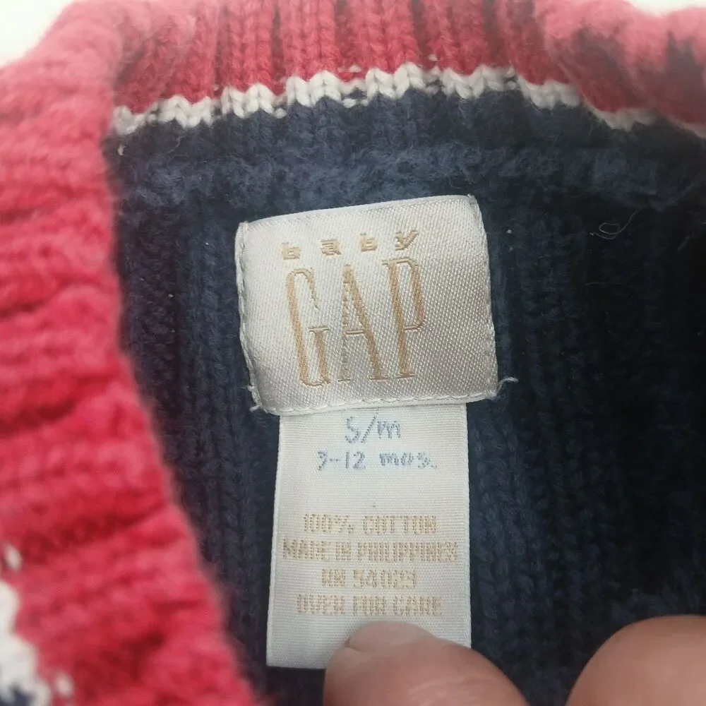Baby kids vintage GAP size 9-12 months navy blue cable knit pullover sweater